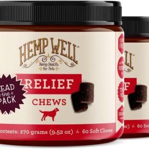 Hemp Well Hemp Relief Dog Soft Chews – Supports Joint Health in Dogs and Relieves Pain and Inflammation from Everyday Activities, Organically Sourced (2 Pack)