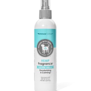 Petkin Hemp Fragrance for Dogs and Cats - With Hemp Oil & Soothing Vanilla Extract, 8 oz - Soothes, Calms & Conditions - Keeps Pet Smelling Great - For Home, Travel & Use on Pet Bedding