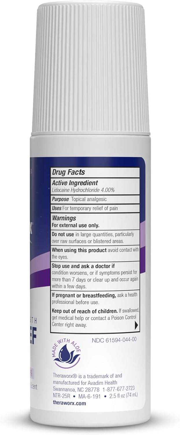 Theraworx Nighttime Maximum Strength Pain Relief Roll-on with Lidocaine – 2.5 oz - 2 Count - Image 5