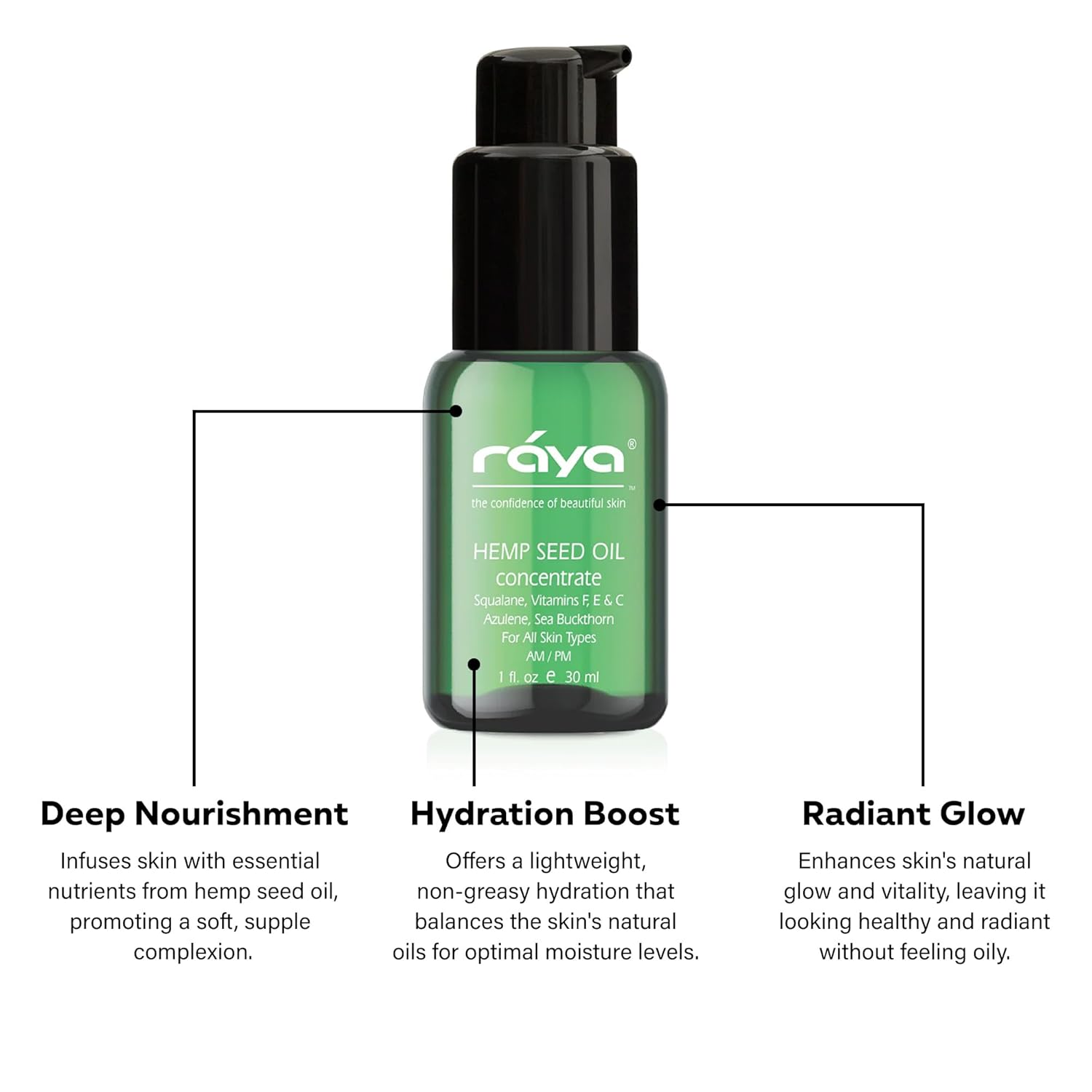 Raya Hemp Seed Facial Oil Serum (529) | for Sensitive and Oily Skin Types, Nourishing, Moisturizing & Revitalizing, Instantly Hydrates Acne-Prone, Vegan & Non-GMO Skincare, Fast-Absorbing - 30 ml - Image 3