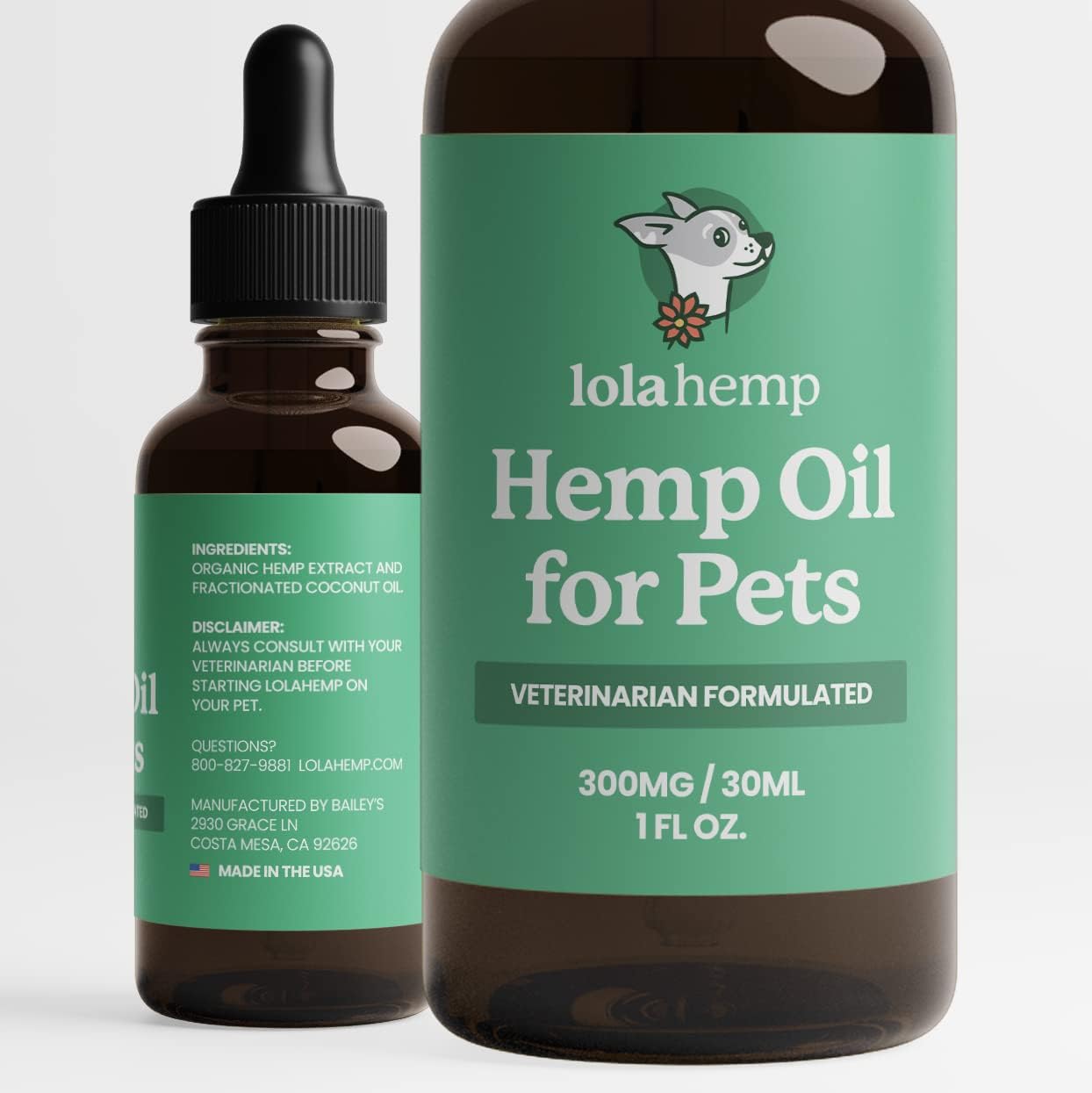 Lolahemp Hemp Oil for Dogs & Cats - Made in USA at Family Farm - Natural Hemp Oil for Joint Support, Promoting Mobility, Relieving Discomfort and Calming Supplement for Promoting Relaxation