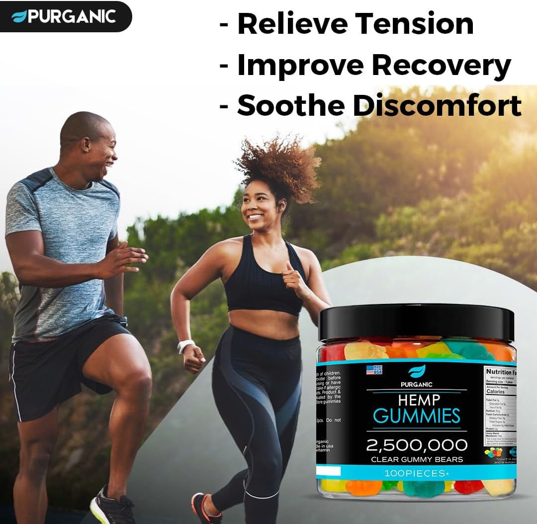 Hemp Gummies - Made in USA - 100% Natural and Tasty Fruit Flavors - 100ct - Image 2