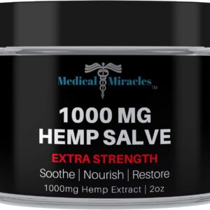 Medical Miracles Hemp Salve 1000 mg – Topical Skin Balm, Smooth Application, 2 oz.