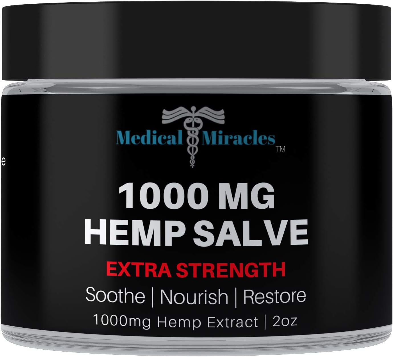 Medical Miracles Hemp Salve 1000 mg – Topical Skin Balm, Smooth Application, 2 oz.