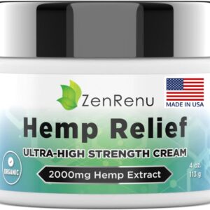 Hemp Cream Maximum Strength - Menthol Rub with Hemp Oil, Arnica, Lavender, Aloe Vera, Kava Kava, & Camphor - Natural Hemp Muscle Rub Cream for Skin, Muscles & Joints - ZenRenu, 4 oz