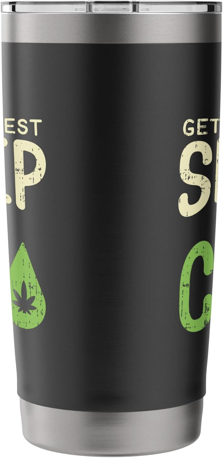 Best Sleep With CBD Vintage Insomnia Hemp Oil Plant Gift Stainless Steel Insulated Tumbler - Image 2