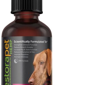RestoraPet PM Formula Organic Wellness Oil Dogs and Cats 600mg Anti-Inflammatory Liquid Drops Promote Joint Pain Relief and Mobility with Organic Turmeric Curcumin CoQ10 – Bacon Flavor 2 oz.