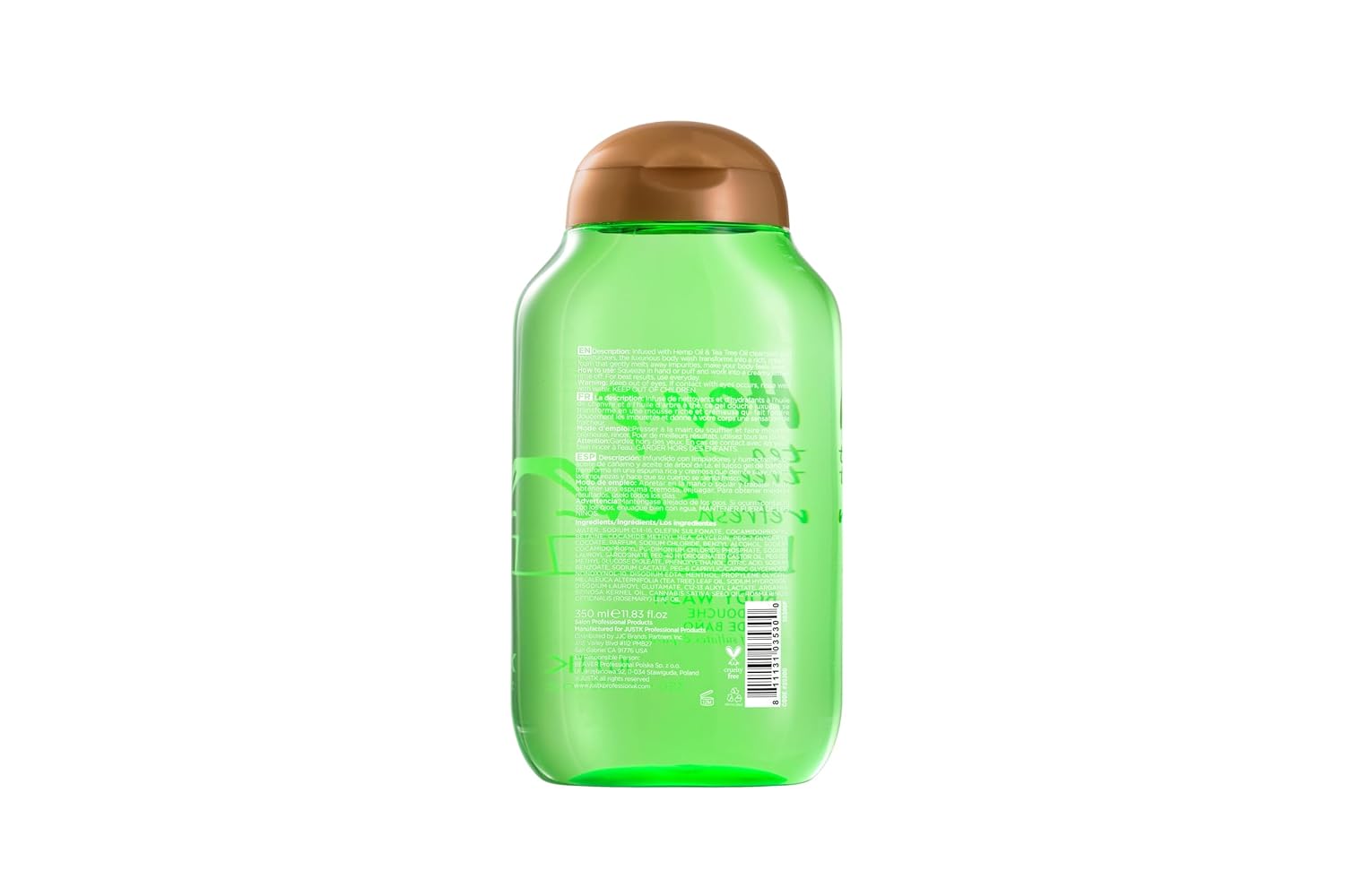 Justk Hemp Oil and Tea Tree Oil Body Wash, Tea Tree Body Wash, Natural Plant Formula, Effectively Removes Excess Skin Oil, Suitable for Men and Women - Image 2