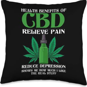 Health Benefits of CBD Relieve Pain Reduce Depression CBD Throw Pillow