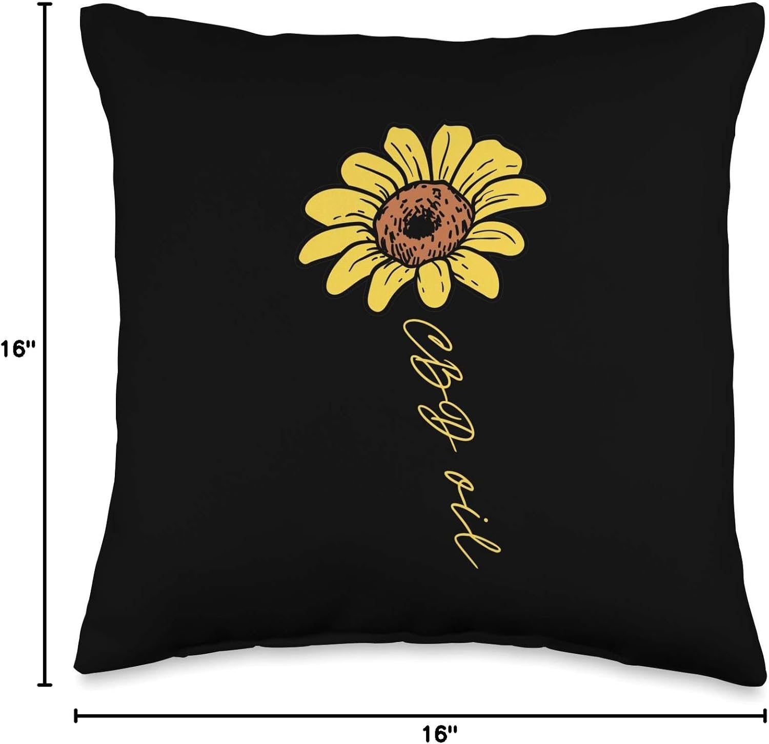 Sunflower CBD Oil Cannabis Hemp Organic Cannabidiol Throw Pillow - Image 4