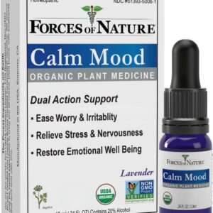 Forces of Nature Calm Mood, Organic Homeopathic Medicine, 0.34 Fl Oz, Calm Formula, Multi-Action Support from Mood Swings, Irritability, Stress & Worry