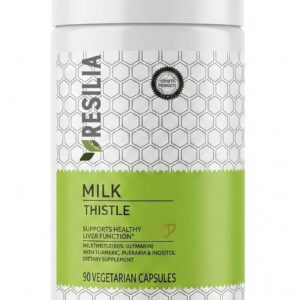 Resilia Milk Thistle Silymarin – 300 mg Supplement with Dandelion, Vitamin C, Inositol, Pueraria Root & Turmeric Extract, Antioxidant-Focused Plant Formula, 90 Vegetarian Capsules