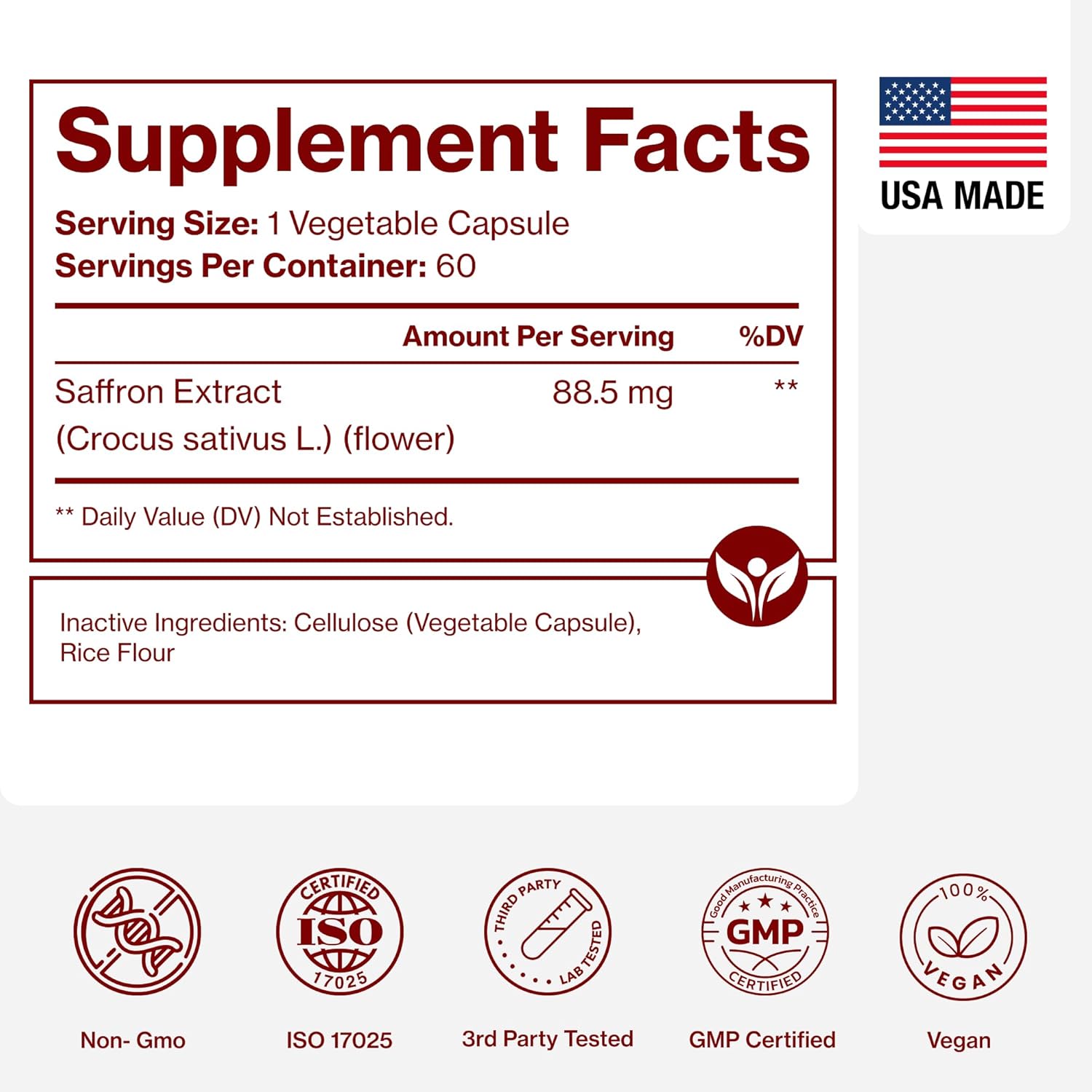 Saffron Supplements - 100% Pure Saffron Extract Capsules - Boost Energy & Mood, Support Eye & Heart Health - Image 7