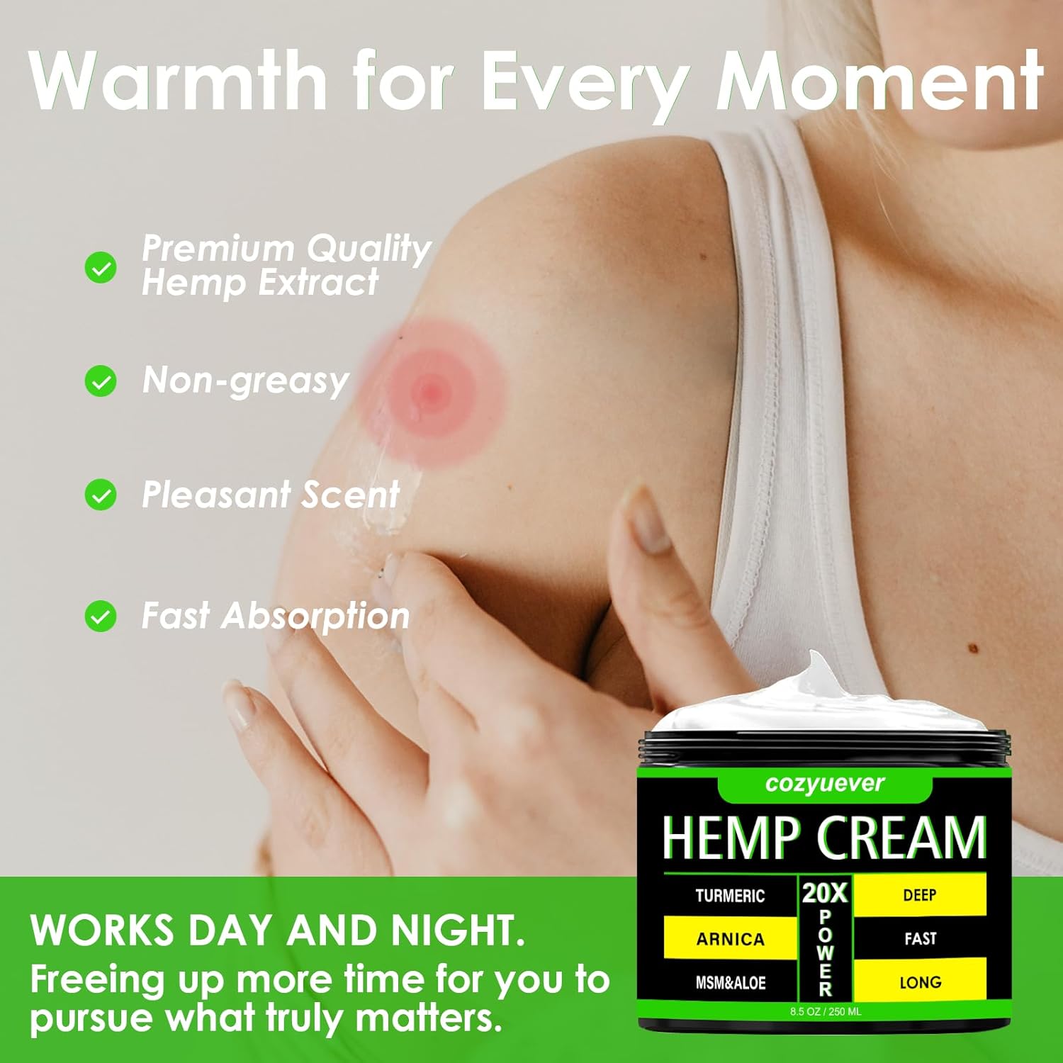 8.5 Oz Hemp Cream with Arnica, Menthol, Aloe, Emu Oil, Turmeric - Image 4