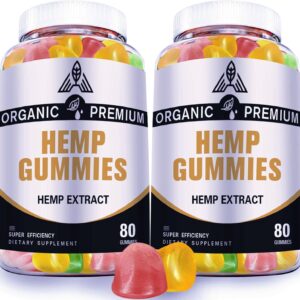 Hemp Gummies Extra Strength High Potency for Sleep, Pain, Anxiety Relief - 100% Natural with Pure Hemp Oil Extract - Vegan Bear Candy Hеmp Supplements for Adults (2 Pack)