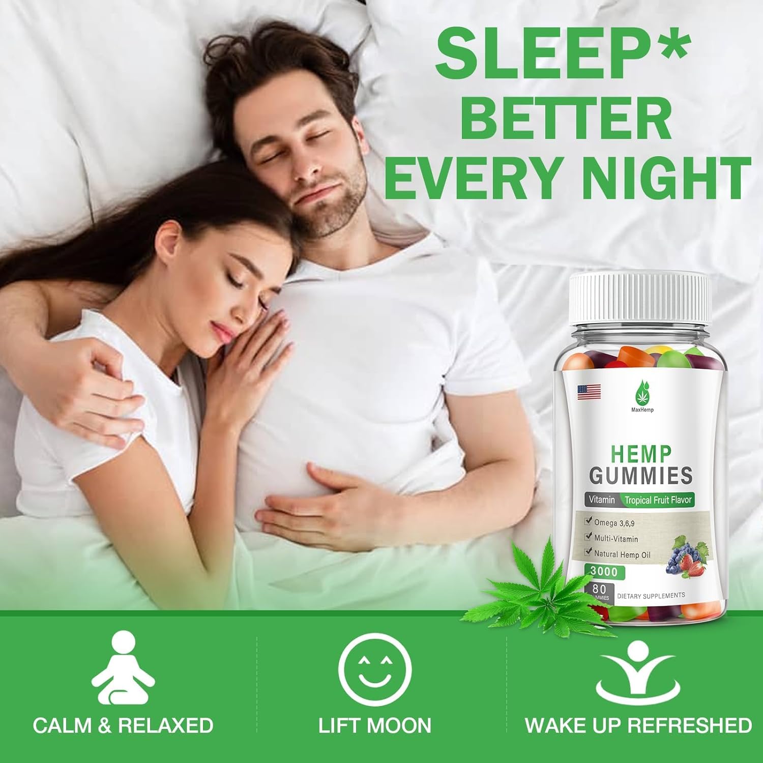 3 Packs Hemp Gummies for Pain, Sleep, Anxiety - Hemp Gummy 100% Natural Organic Extra Strength High Potency with Pure Hеmp Oil Extract Vegan Bear Candy - Image 3