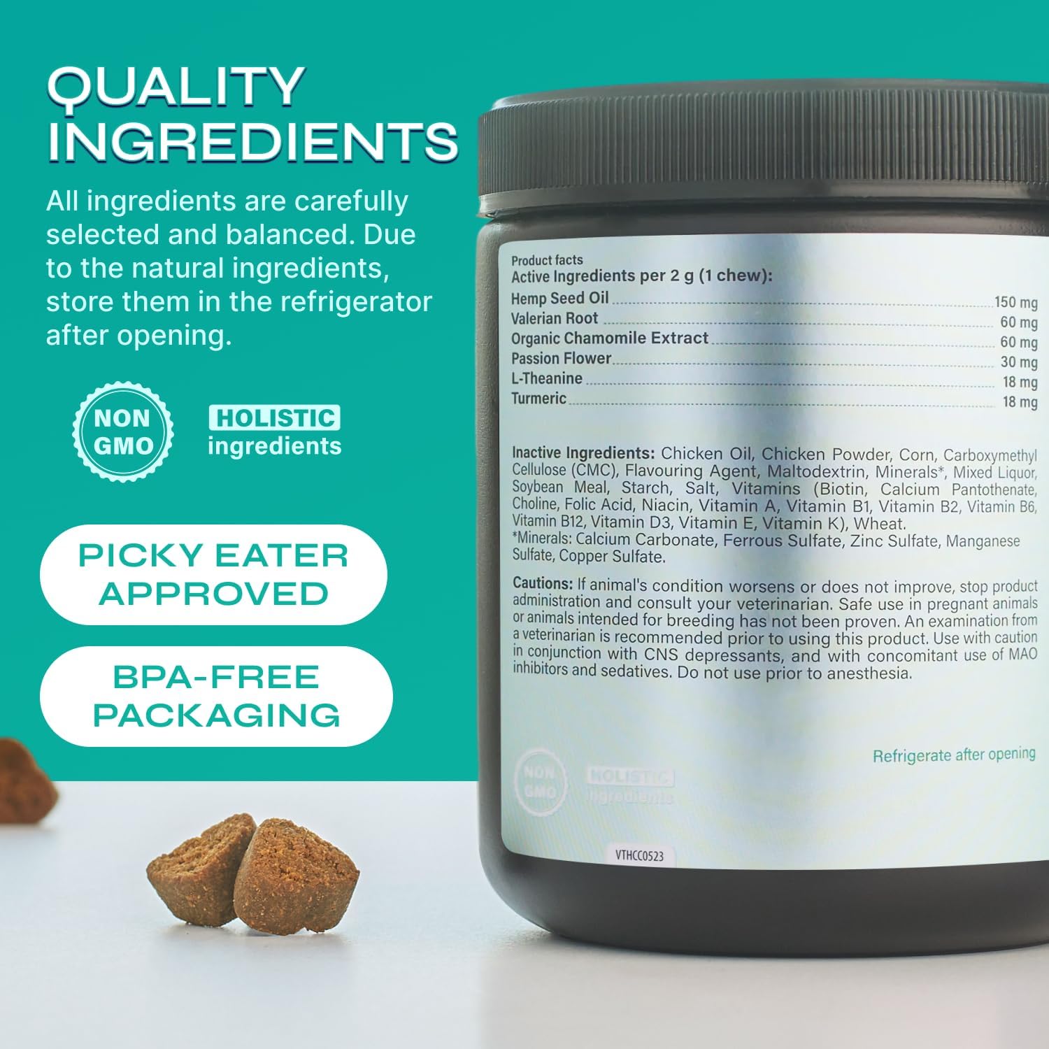 Dog Calming Chews with Hemp - 17,810 mg Hemp Oil per Pack - Soft Calming Chews for Dogs with Melatonin - Relaxation Support for Travel, Grooming, Separation, Thunder, Fireworks - 130 Chicken Bites - Image 8