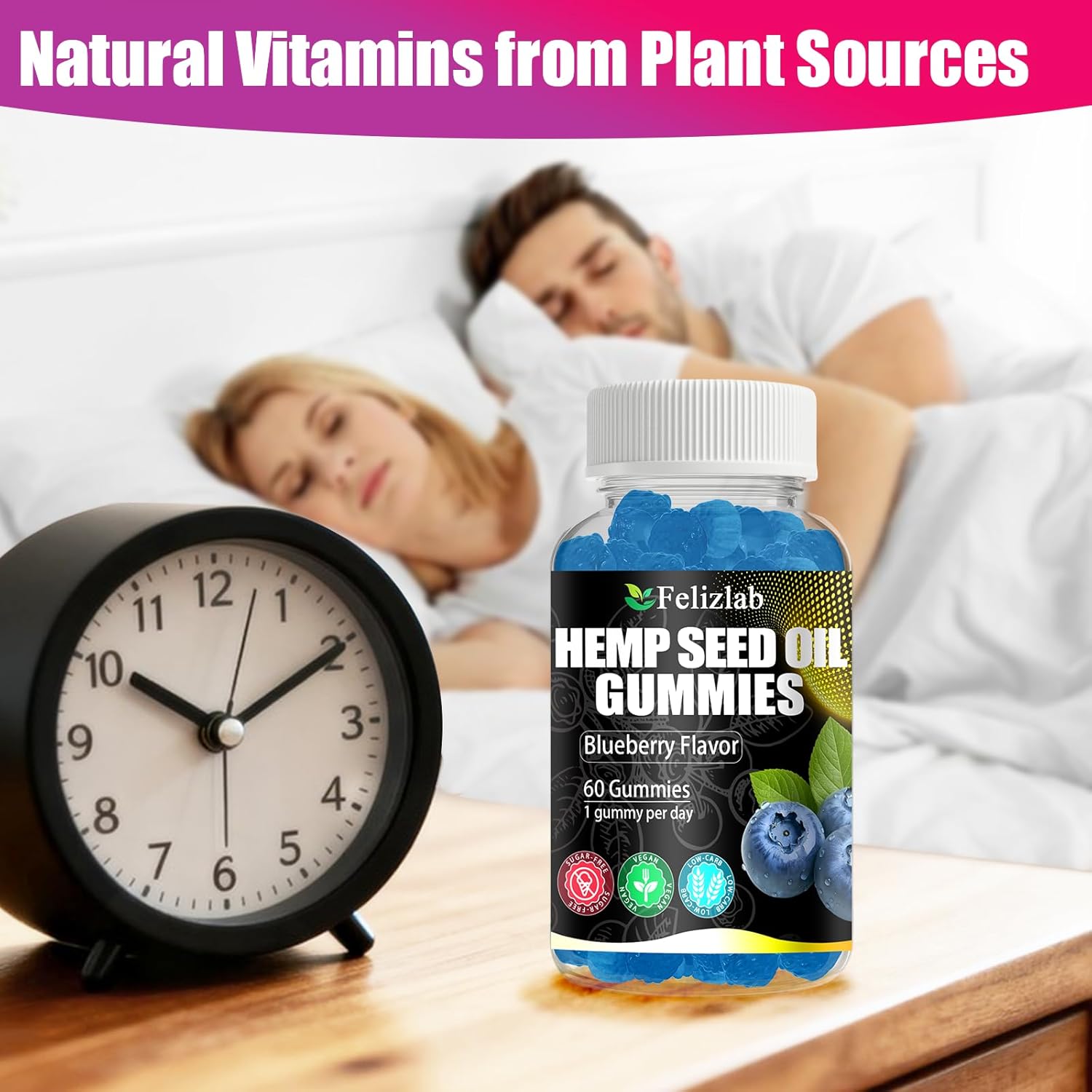 Hemp Gummies for Sleep Pain Anxiety -120 Count Plant Based Natural Hemp Oil Extract Gummy with Omega & Vitamin B for Relaxation and Peace - in a Raspberry Shape (Blueberry Flavor) - Image 4