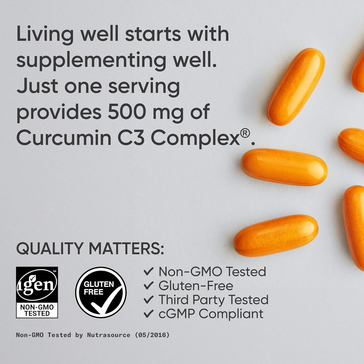 Sports Research® Turmeric Curcumin C3 Complex® w/BioPerine Black Pepper Extract & Organic Coconut Oil - Standardized 95% Curcuminoids · Non-GMO · Gluten Free - 120 Count Softgels - Image 4
