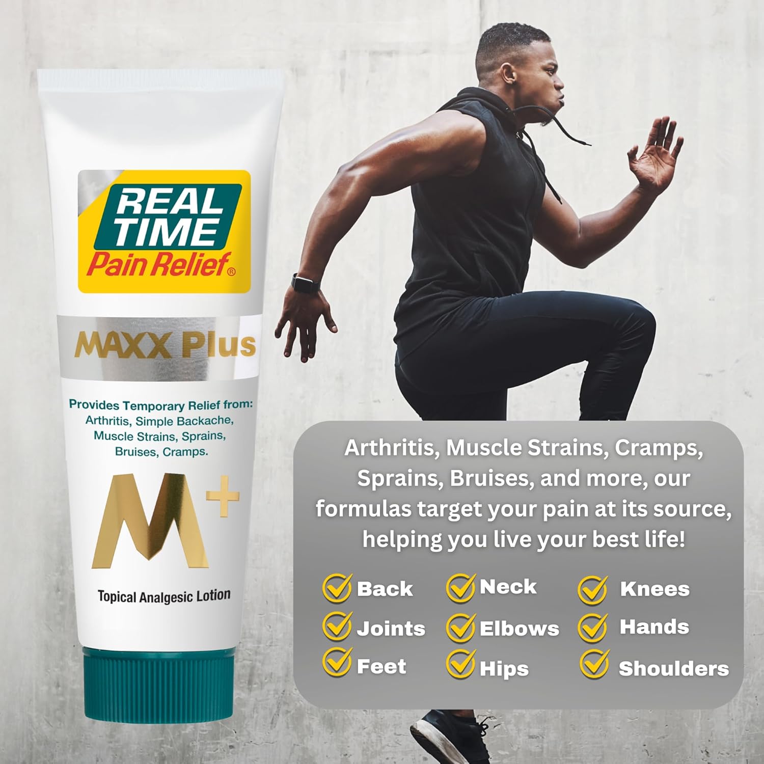 Real Time Pain Relief MAXX Plus - 7oz Tube | Intensive Formula with 19 Natural Ingredients Including Hemp Oil | Fast-Acting Relief for Muscle Pain, Arthritis, Backaches, and More - Image 2