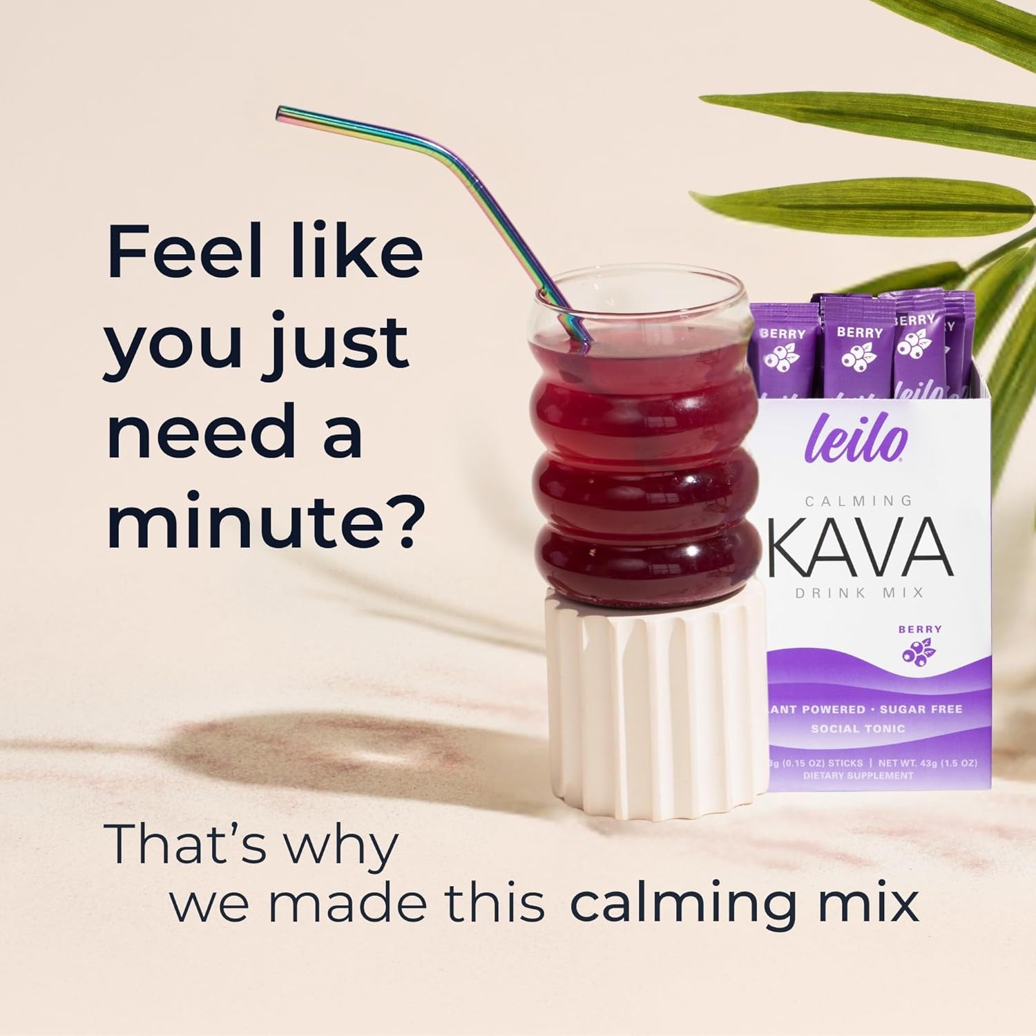 Leilo | Calming Kava Drink Mix | Berry, 10 Stick Packs (Plant-Based Relaxation Powder, Non-Alcoholic, Sugar-Free Herbal Supplement) - Image 3