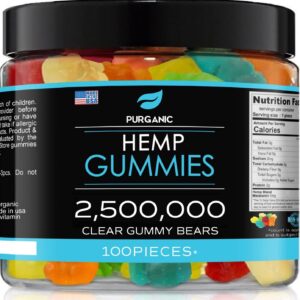Hemp Gummies - Made in USA - 100% Natural and Tasty Fruit Flavors - 100ct
