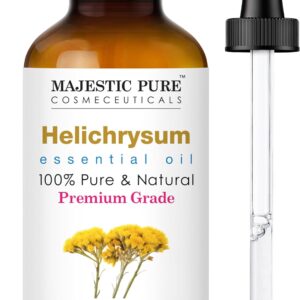 Majestic Pure Essential Oil with Glass Dropper - 100% Pure and Natural - Essential Oils for Diffuser, Aromatherapy, Soap and Candle Making, Helichrysum Essential Oil, Helichrysum Oil, 1 Fl Oz