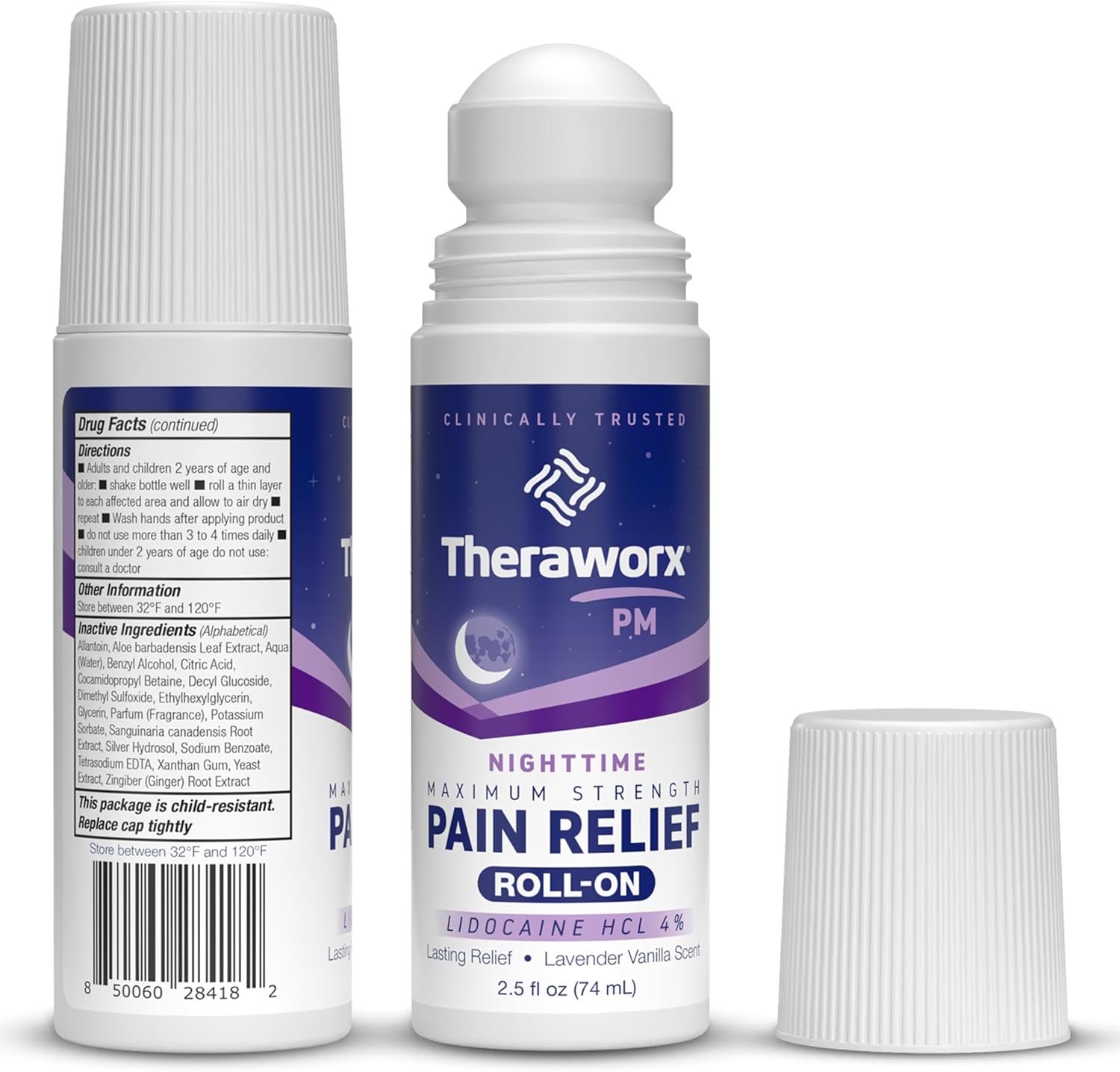 Theraworx Nighttime Maximum Strength Pain Relief Roll-on with Lidocaine – 2.5 oz - 2 Count - Image 4