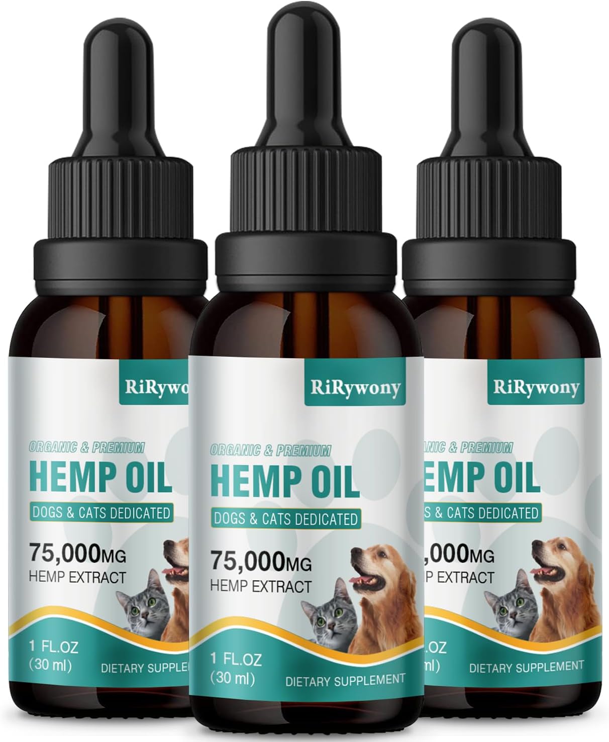 3 Pack Неmр Oil for Dogs & Cats- Helps Pets with Аnxiety, Pаin, Strеss, Аrthritis, Sеizures Rеlief - Organic Pet Неmр Oil Drops Treats - Skin Нiр Jоint Hеalth