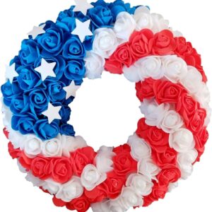 250th Anniversary Patriotic Wreath, Red White and Blue Wreath All-Weather Farmhouse Outdoor Holiday Decoration, Memorial Wreaths 3D Eagle Wreaths for Front Door (F)