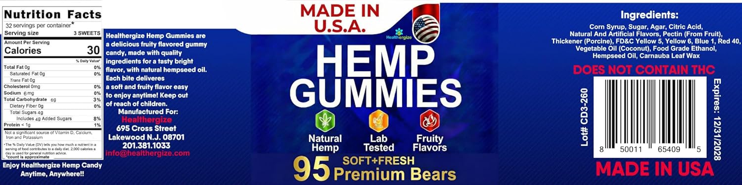 Hemp Gummies for Sleep Gummy Bear Edibles, Peace and Relaxation, Hempseed Oil Infused Fresh Soft and Fruity Candy-95 Count - Image 8
