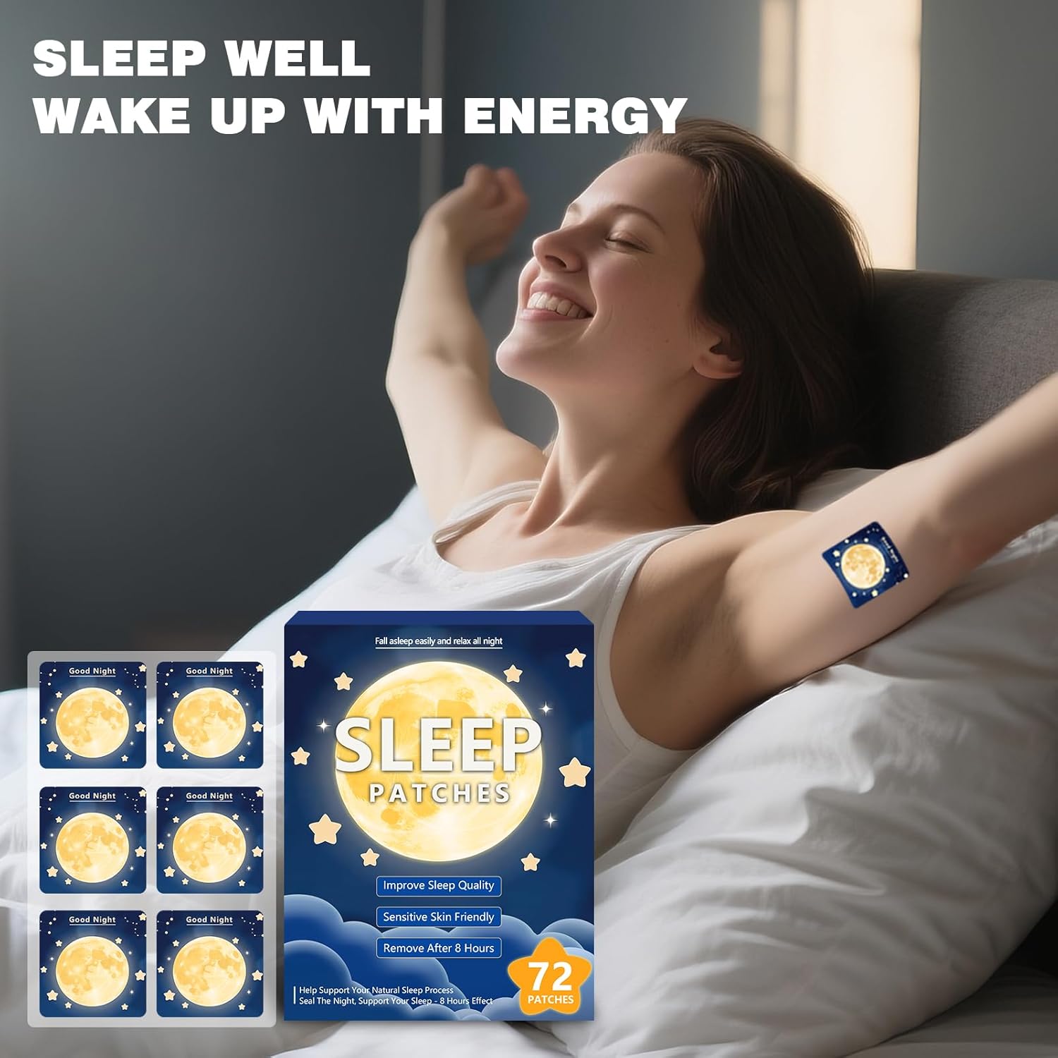72 Sleep Patches for Adults Extra Strength, All-Natural Deep Sleep Support with Valerian, Melatonin & Magnesium, Gentle Night Comfort Sleeping Patches for Women & Men, Wake Up Refreshed - Image 3