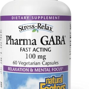 Natural Factors Pharma GABA - Dietary Supplement Supports Calm Sleep & Sleep Quality - Natural, Fast-Working Supplement Aids Focus & Brain Health - 60 Vegetarian Capsules (30 Servings)