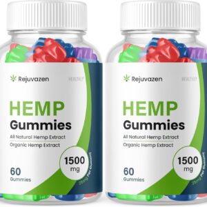 (2 Pack) Rejuvazen Gummies - Official Formula - Rejuvazen Hemp Gummies Blood Pressure Sugar Formula 300mg, Rejuvazen Gummies High Potency Blend Big Size Gummies 25mg Per Gummy 1500mg (120 Gummies)