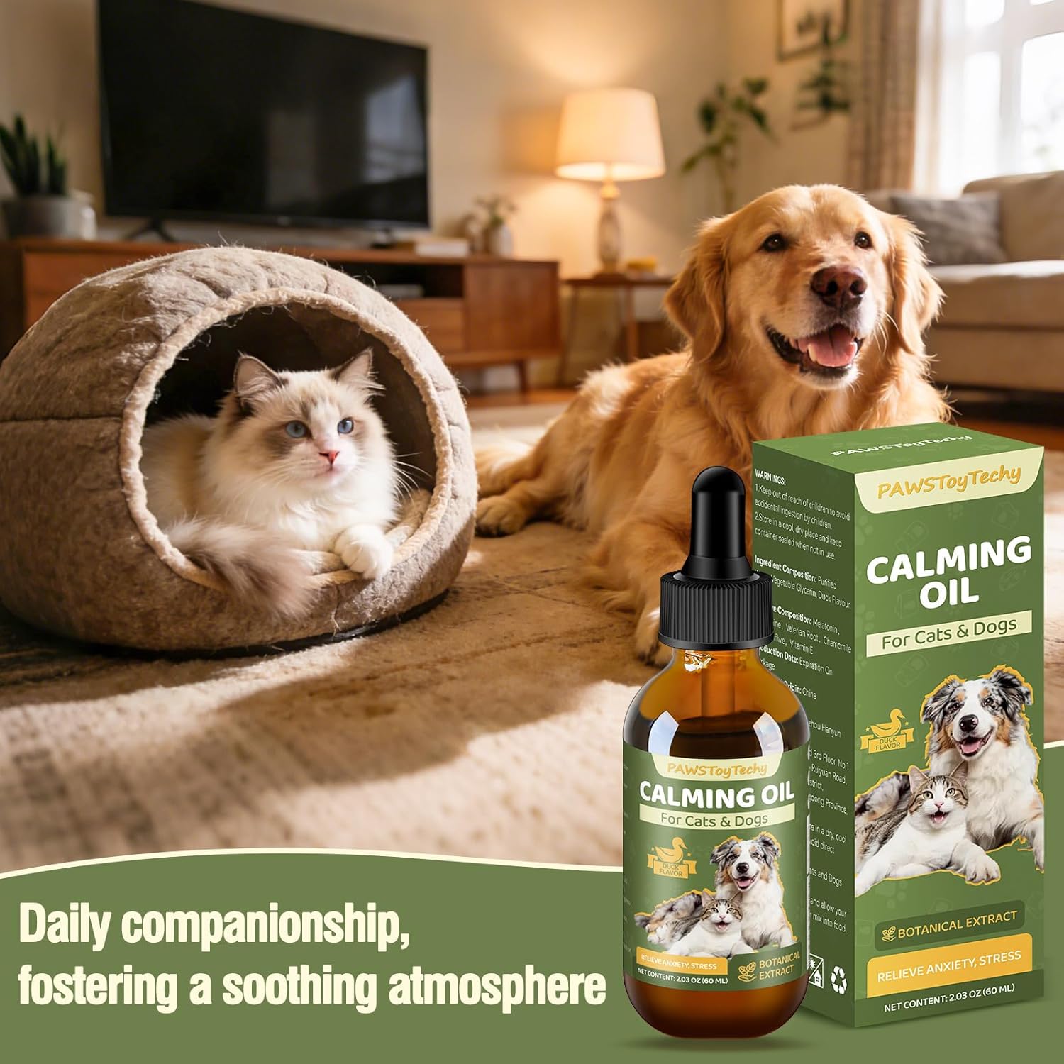 Calming Oil for Dogs & Cats, Relief Stress for Dogs, Reduces Conflict Between Cats Effective Anxiety Relief for Cats 60ml (B) - Image 7