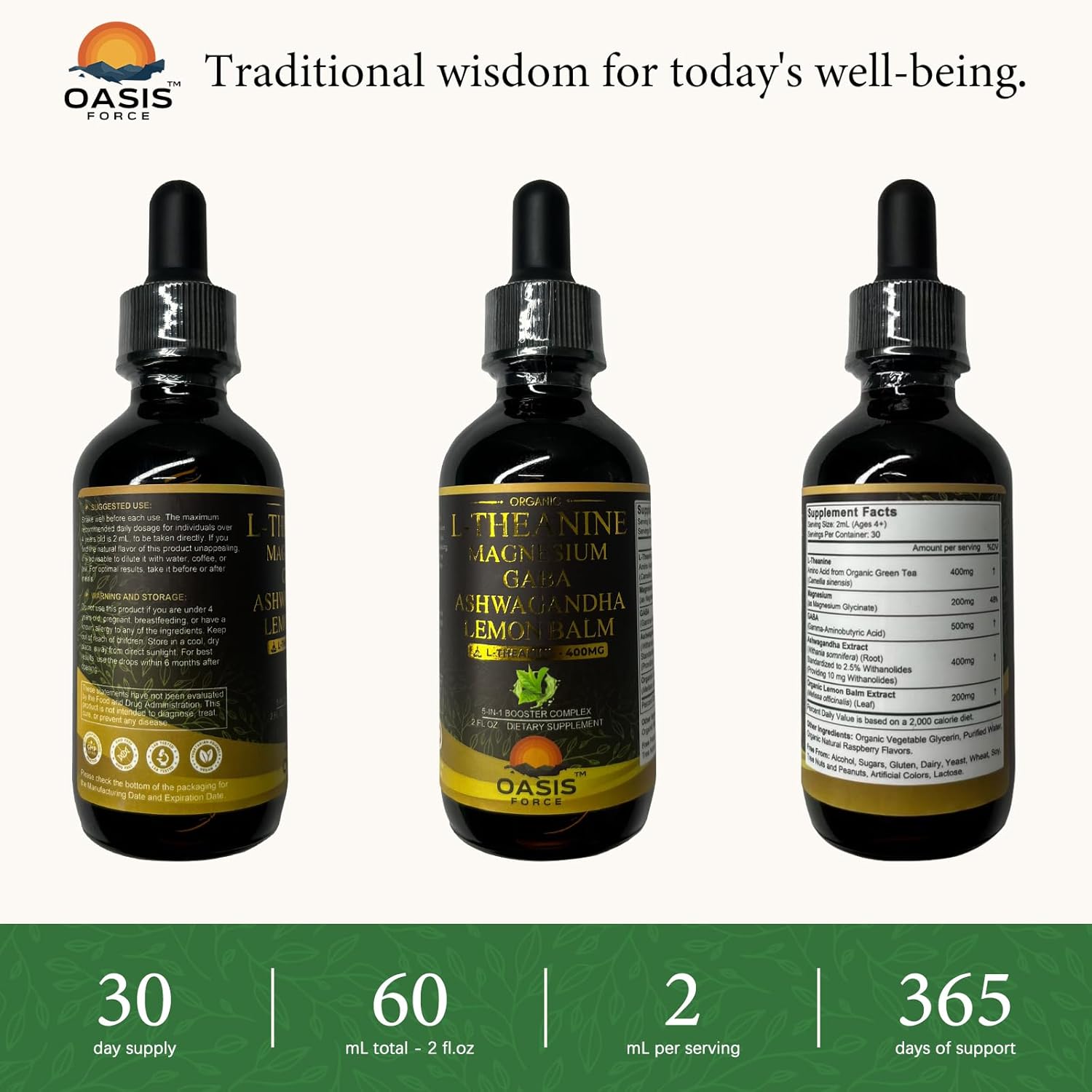 L Theanine 400mg Liquid Drops, L-Theanine Supplement for Adults & Kids with GABA, Magnesium & Ashwagandha, Natural Sleep, Focus & Relaxation Support, Vegan, Alcohol-Free, Non-GMO, 2 FL OZ - Image 9