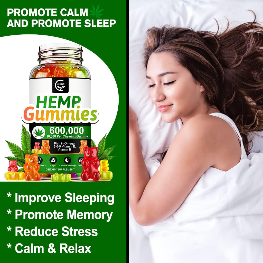 (3 Pack) High Potency Hemp Gummies 600,000 Extra Strength - Stress, Sleep, Mood, Calming, Focus, Relaxation Supplements, 100% Natural Hemp Oil Extract Infused Gummies, Vegan, Non-GMO, Gluten-Free - Image 4