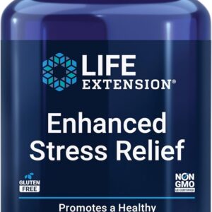 Life Extension Enhanced Stress Relief, Lemon Balm Extract, L-theanine, decompress with This Supplement for Stress, Gluten-Free, Non-GMO, Vegetarian, 30 Capsules