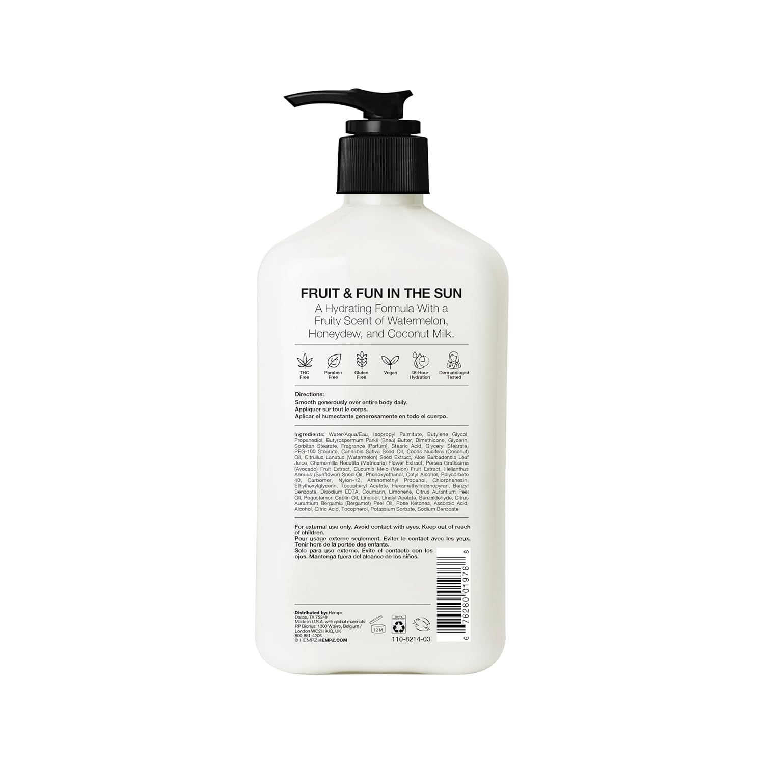 Hempz Body Lotion - Fresh Coconut & Watermelon Daily Moisturizing Cream, Shea Butter Body Moisturizer - Skin Care Products, Hemp Seed Oil - Large - Image 2
