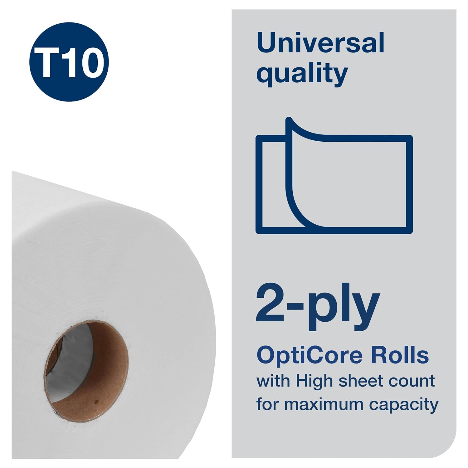 Tork OptiCore® Mid-size Toilet Paper Roll White T10, Universal, 2-ply, 12 x 2000 sheets, 160090 - Image 4