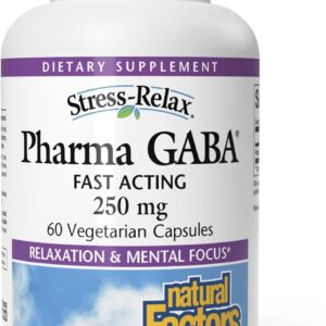 Natural Factors Pharma GABA - Dietary Supplement Supports Calm Sleep & Sleep Quality - Natural, Fast-Working Supplement Aids Focus & Brain Health - 60 Chewable Tablets (60 Servings)