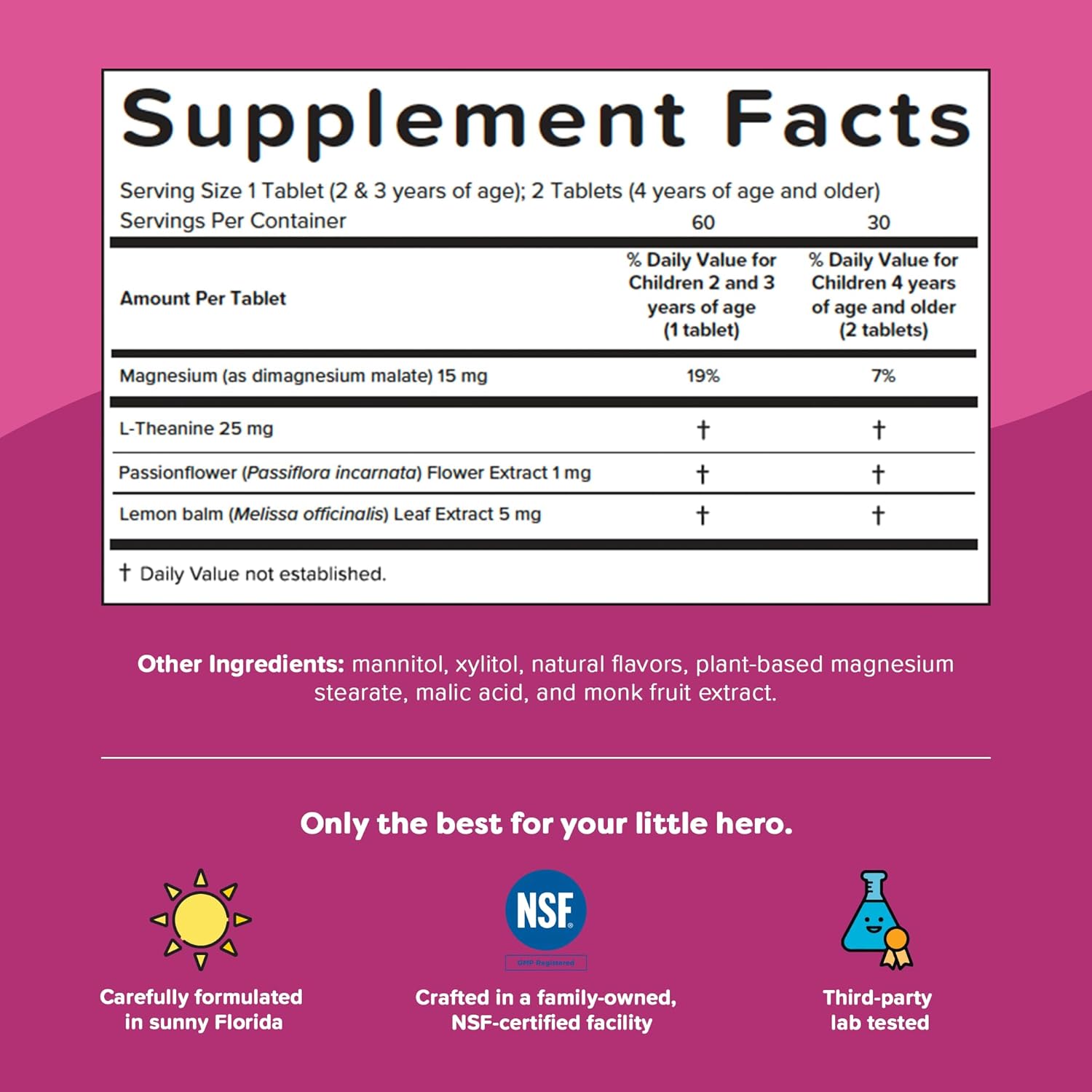 Renzo's Captain Calm Kids Magnesium Supplement with L-Theanine, Dissolvable Kids Vitamins for Relaxation and Mood Support, Sugar-Free Melty Tabs, Green Apple Flavor, 60-Count (1-2 Month Supply) - Image 6