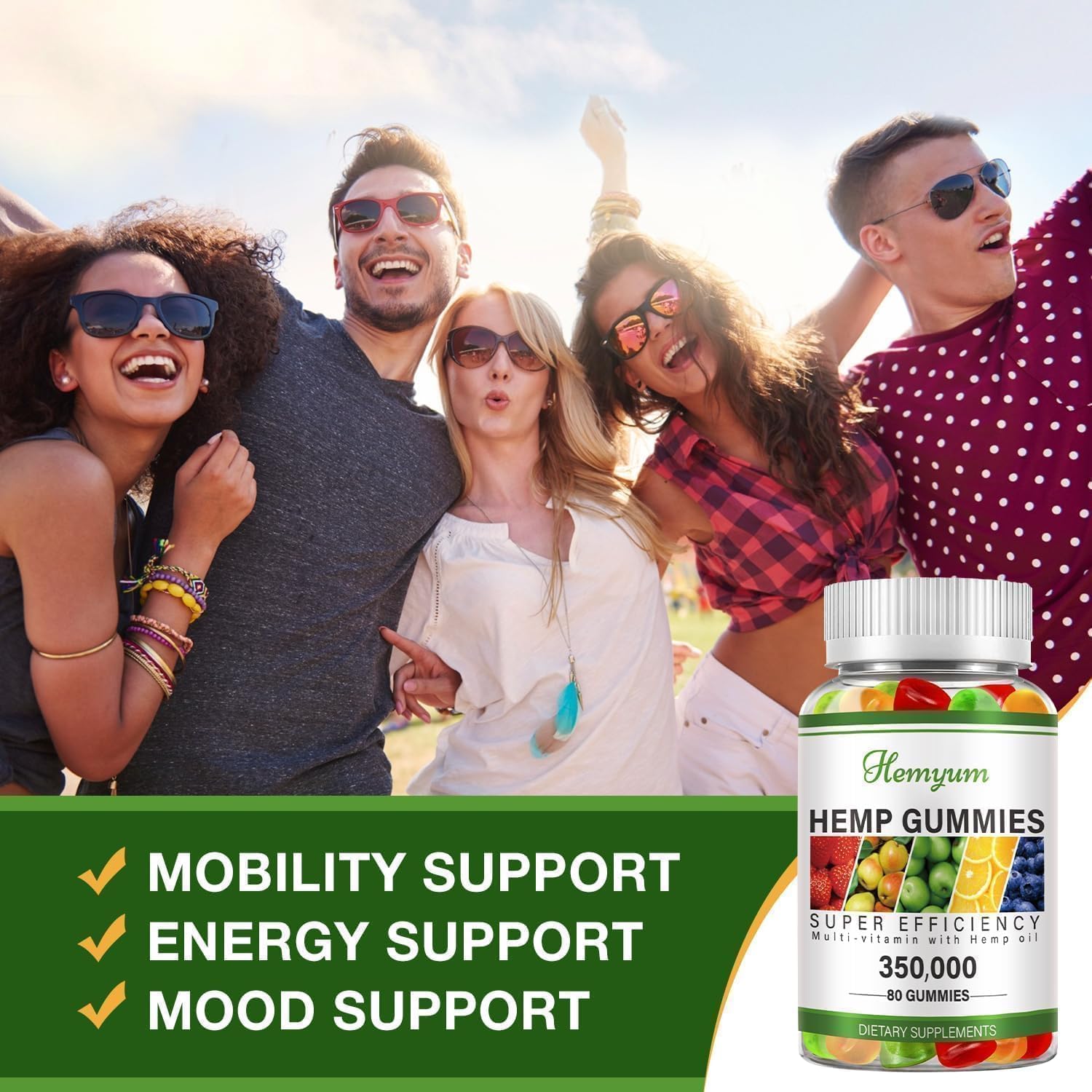 Hemp Gummies 5 Packs - for Sleep, Pain, Anxiety Relief - High Potency Pure Organic Supplement - with Natural Hemp Oil Extract Edible Gummy Vegan, Non-GMO - Image 4