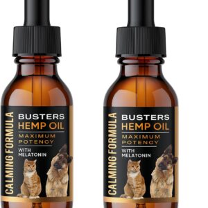 Buster's Hemp Oil for Dogs and Cats - Melatonin Calming Formula - 2-Pack Natural Pet Hemp Oil - Sleep Support Supplement