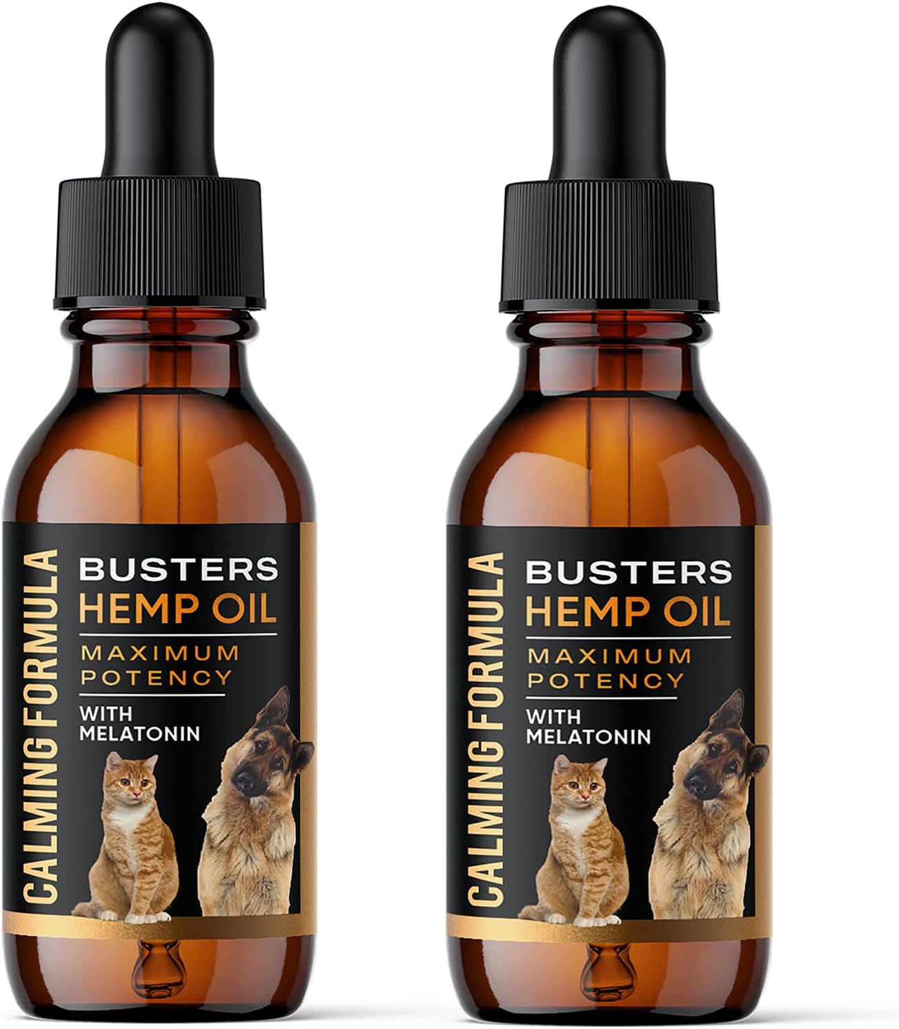 Buster's Hemp Oil for Dogs and Cats - Melatonin Calming Formula - 2-Pack Natural Pet Hemp Oil - Sleep Support Supplement