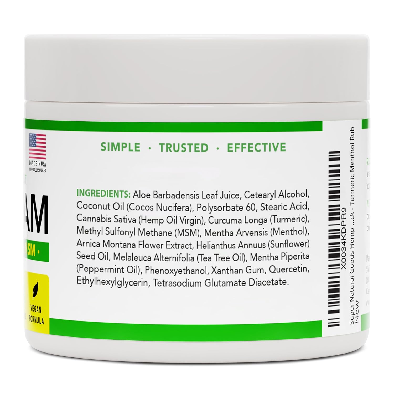 Super Natural Goods Hemp Cream with Hemp Oil, Turmeric, Arnica & Menthol – Botanical Cream with a Cooling Sensation for Localized Application (8oz) - Image 3