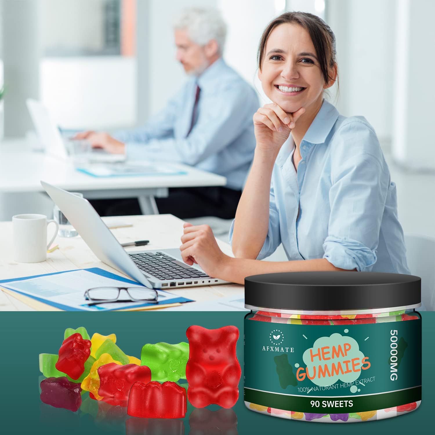 AFXMATE Hemp Gummies 50000 mg Fruit Flavored Gummy (90 Gummies) - Image 5