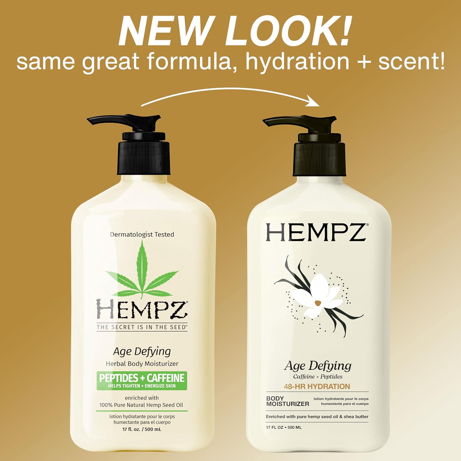Hempz Age Defying Body Moisturizer, 17 Fl Oz, 2 Pack Bundle - Daily Herbal Moisturizer, Shea Butter Anti-Aging - Body Lotion, Hemp Extract Lotion - Skin Care Products, 100% Pure Organic Hemp Seed Oil - Image 3