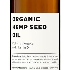 Erbology Organic Hemp Seed Oil 17 fl oz - Cold-Pressed - Rich in Omega-3 - Source of Vitamin D - Straight from Farm - Non-GMO - No Additives or Preservatives - Recyclable Glass Bottle