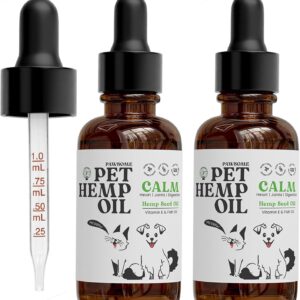 Pack of 2 Hemp Oil for Dogs and Cats – Helps with Skin, Coat & Health – Premium Fish Oil Blend – Improves Immune System & Нiр Jоint Hеalth - Natural Ingredients - Made in USA (1oz)